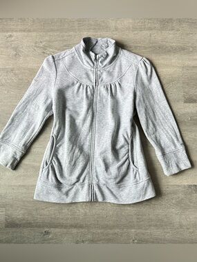 Esprit Grey Ruched Zip-Up Sweatshirt